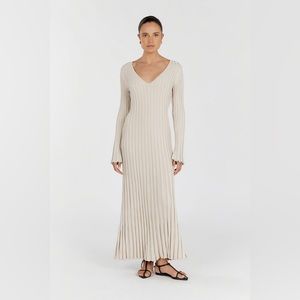 Dissh Reign knit maxi dress, stone, size small